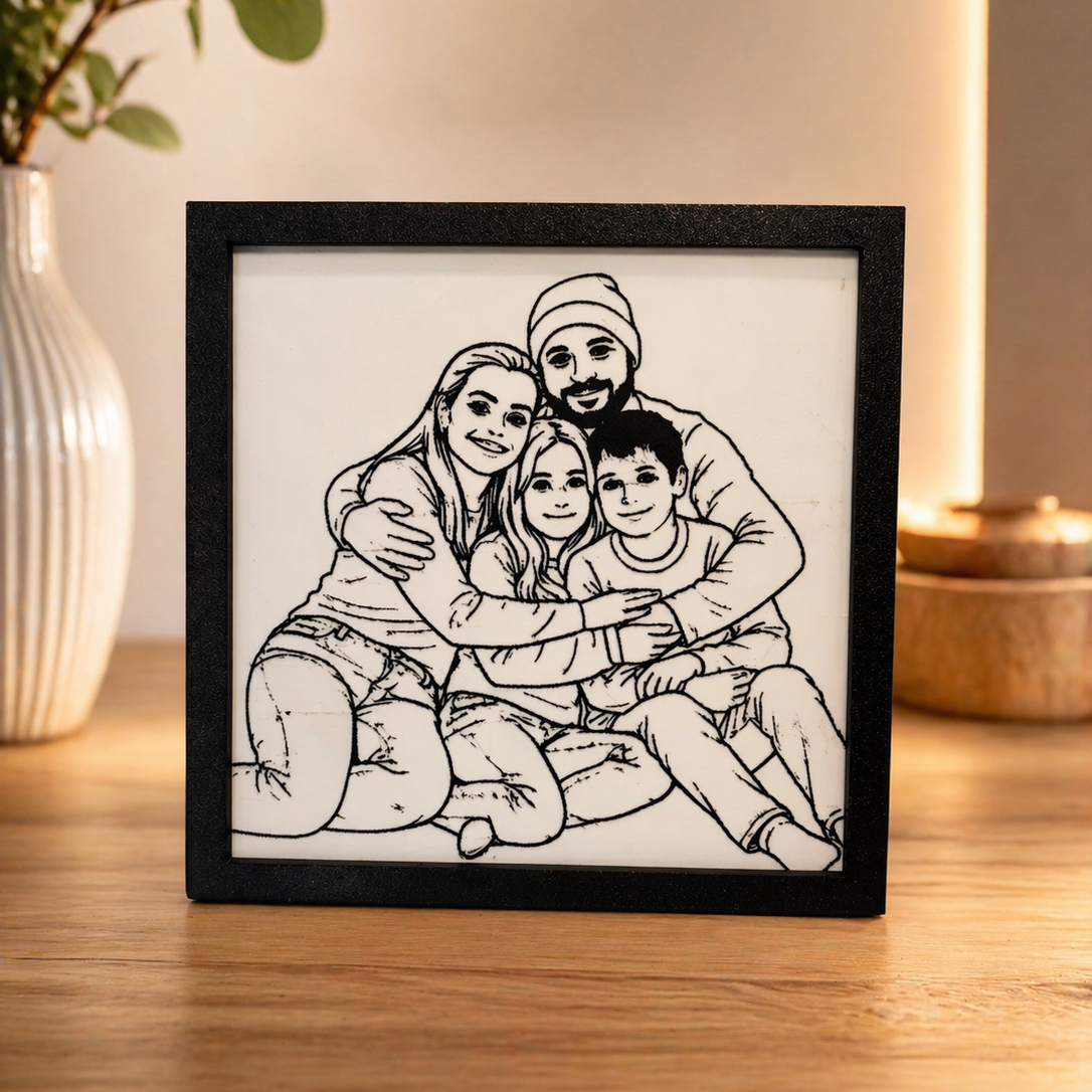Cadre personnalisé famille 3D